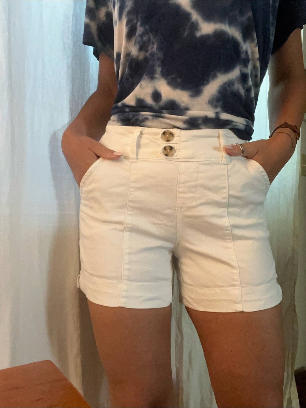 High-Rise White Women's Shorts - Picture 2 of 5